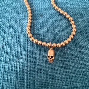 Lucky Star Gold Beaded Skull Pendant bracelet- Women Jewelry